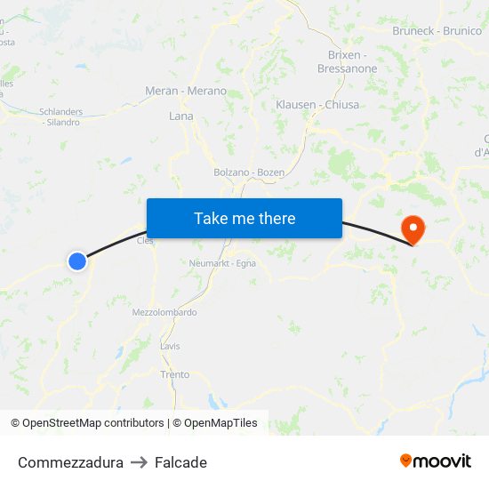 Commezzadura to Falcade map