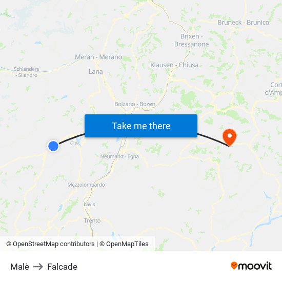 Malè to Falcade map
