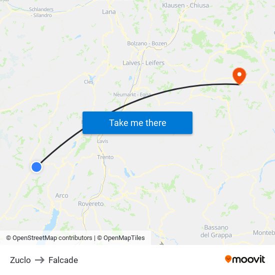 Zuclo to Falcade map