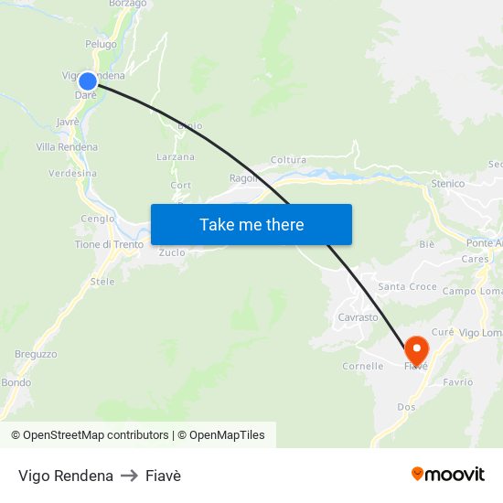 Vigo Rendena to Fiavè map