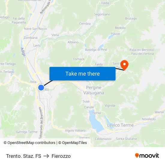 Trento. Staz. FS to Fierozzo map