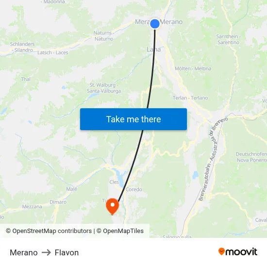Merano to Flavon map