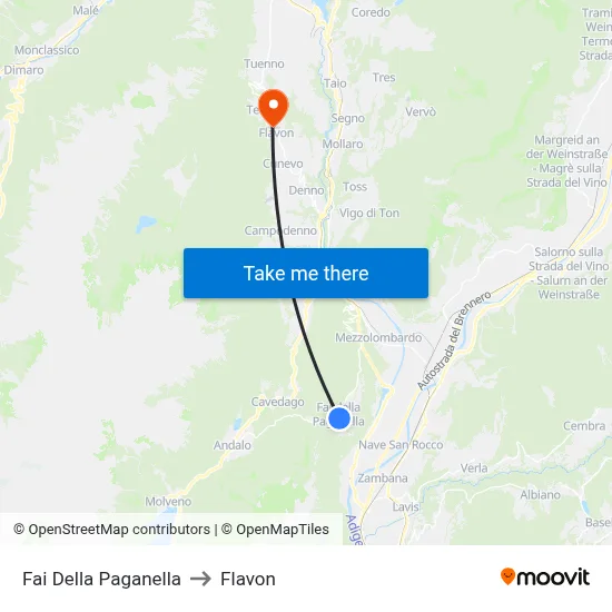 Fai Della Paganella to Flavon map