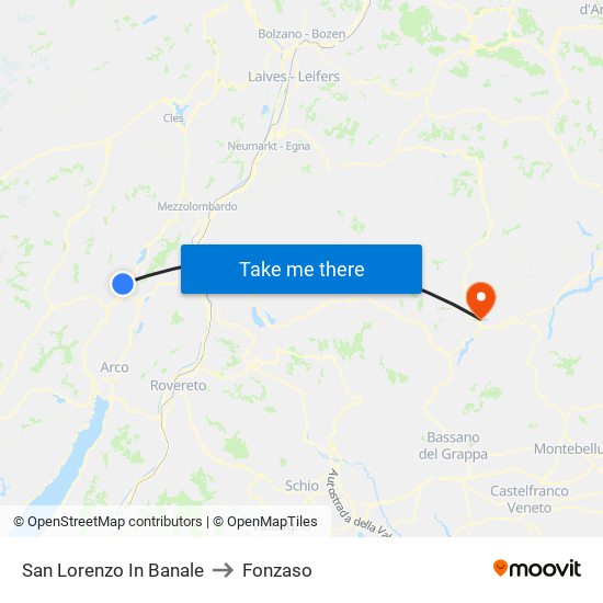 San Lorenzo In Banale to Fonzaso map