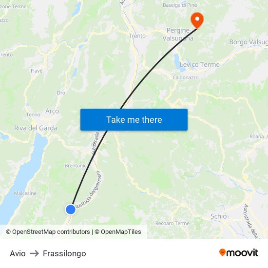 Avio to Frassilongo map
