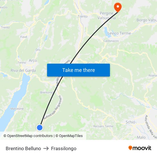 Brentino Belluno to Frassilongo map