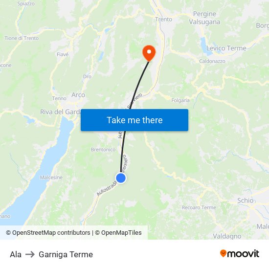 Ala to Garniga Terme map