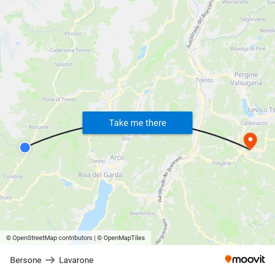 Bersone to Lavarone map