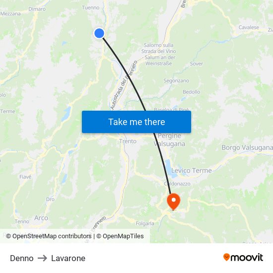 Denno to Lavarone map