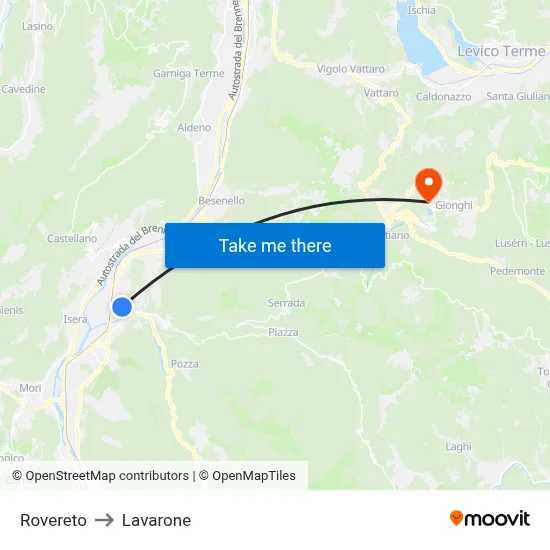 Rovereto to Lavarone map