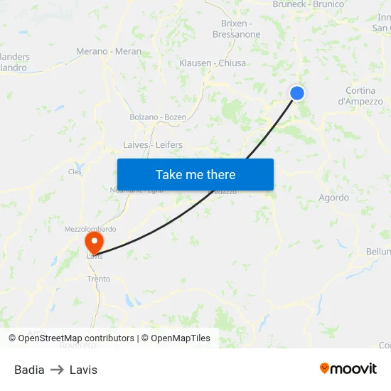 Badia to Lavis map