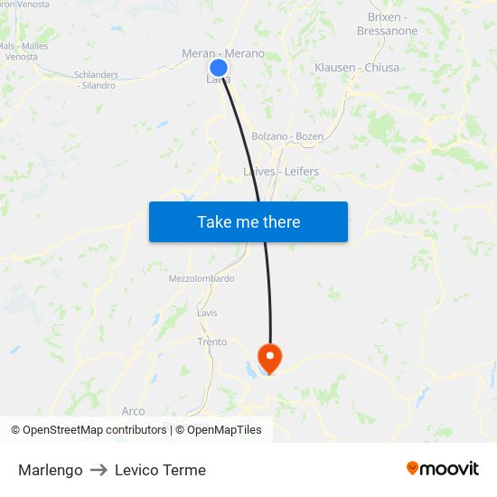 Marlengo to Levico Terme map