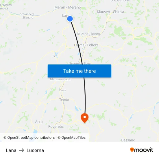 Lana to Luserna map