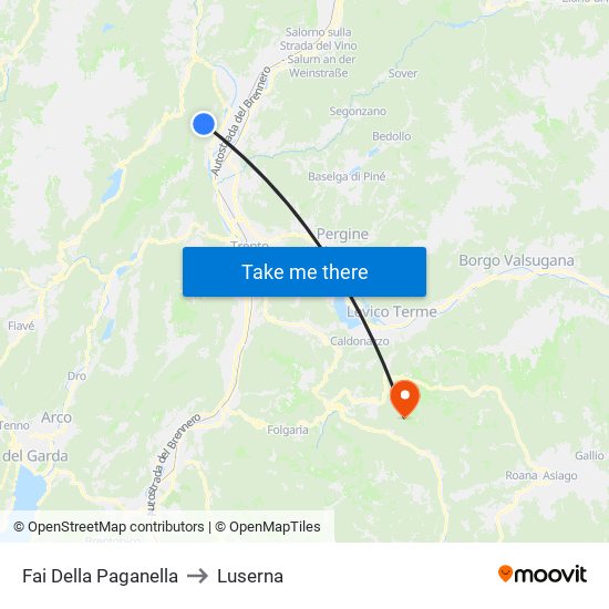 Fai Della Paganella to Luserna map