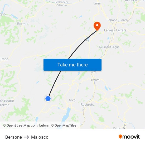 Bersone to Malosco map