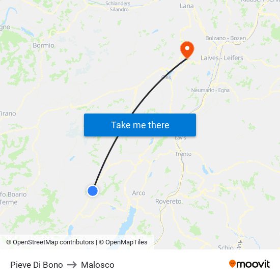 Pieve Di Bono to Malosco map