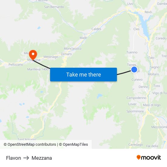 Flavon to Mezzana map