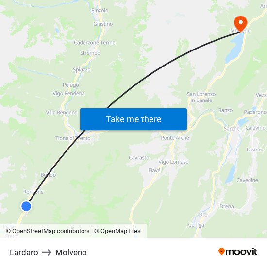 Lardaro to Molveno map