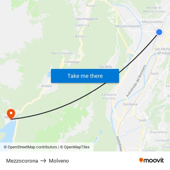 Mezzocorona to Molveno map
