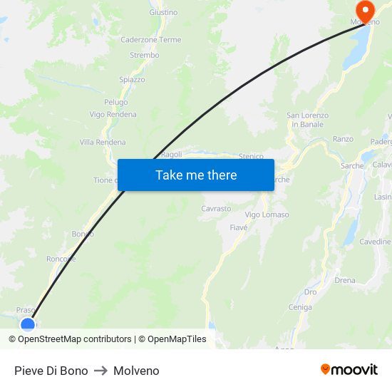 Pieve Di Bono to Molveno map