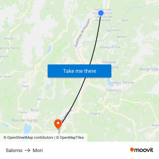 Salorno to Mori map