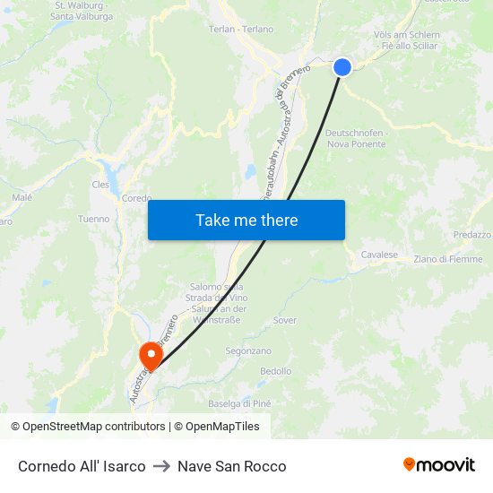 Cornedo All' Isarco to Nave San Rocco map