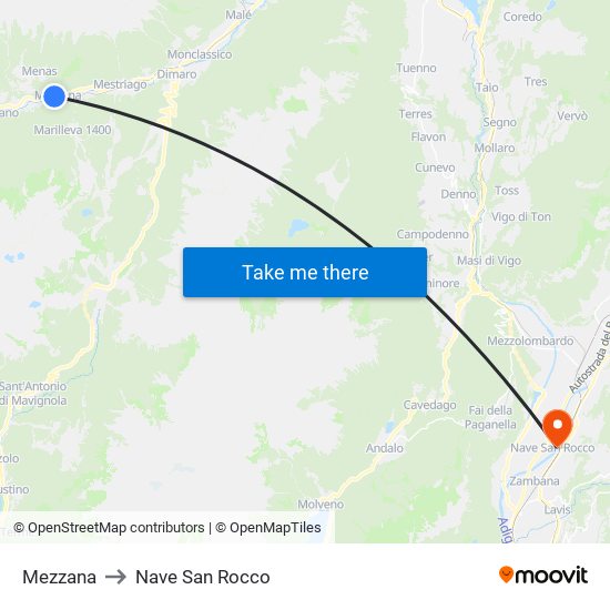 Mezzana to Nave San Rocco map