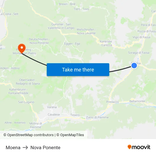 Moena to Nova Ponente map