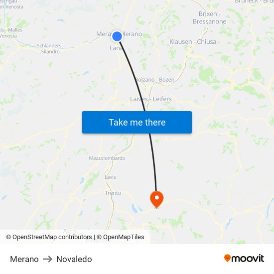 Merano to Novaledo map