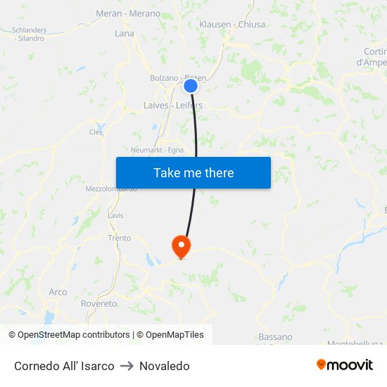 Cornedo All' Isarco to Novaledo map
