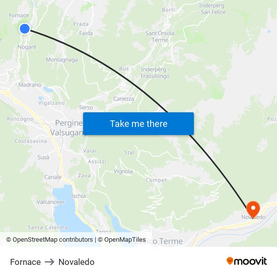 Fornace to Novaledo map