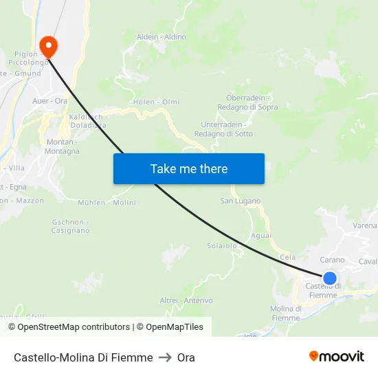 Castello-Molina Di Fiemme to Ora map