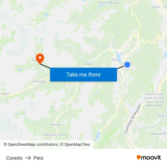 Coredo to Peio map