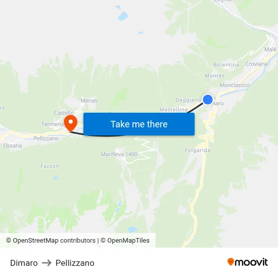 Dimaro to Pellizzano map