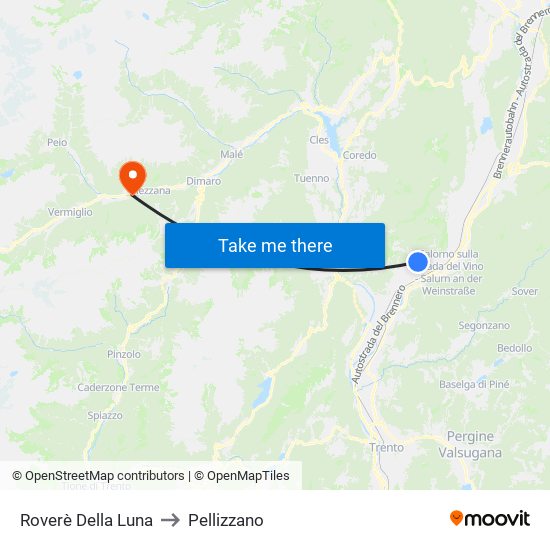 Roverè Della Luna to Pellizzano map