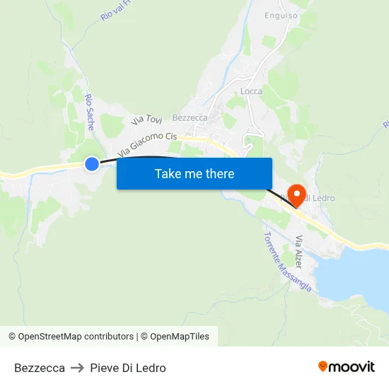 Bezzecca to Pieve Di Ledro map