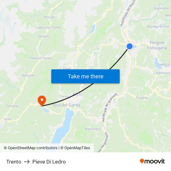 Trento to Pieve Di Ledro map