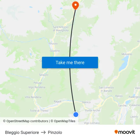 Bleggio Superiore to Pinzolo map