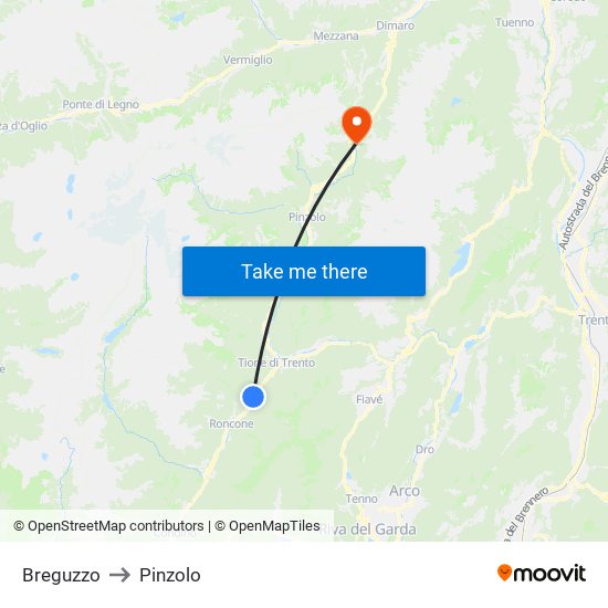 Breguzzo to Pinzolo map