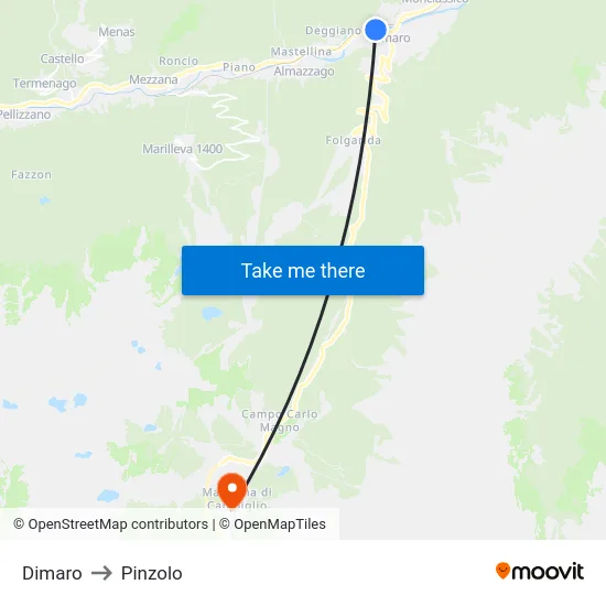 Dimaro to Pinzolo map