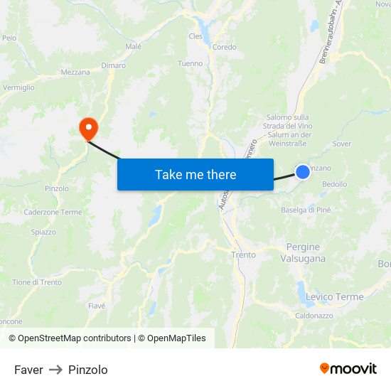 Faver to Pinzolo map