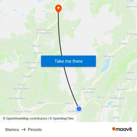 Stenico to Pinzolo map