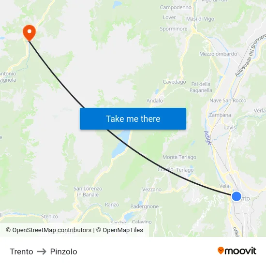 Trento to Pinzolo map