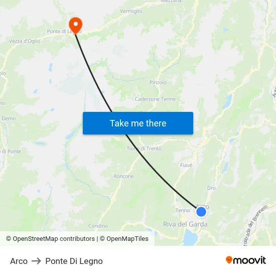 Arco to Ponte Di Legno map