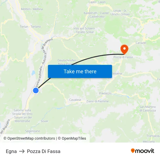 Egna to Pozza Di Fassa map