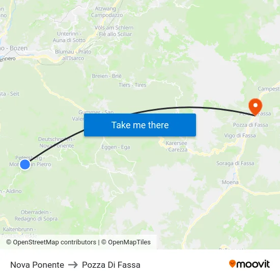Nova Ponente to Pozza Di Fassa map