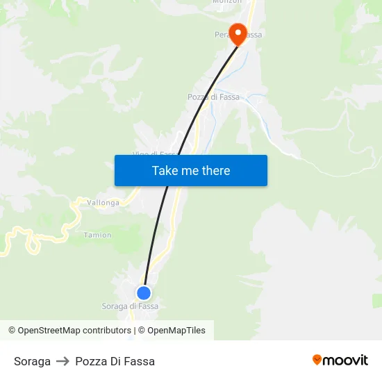 Soraga to Pozza Di Fassa map