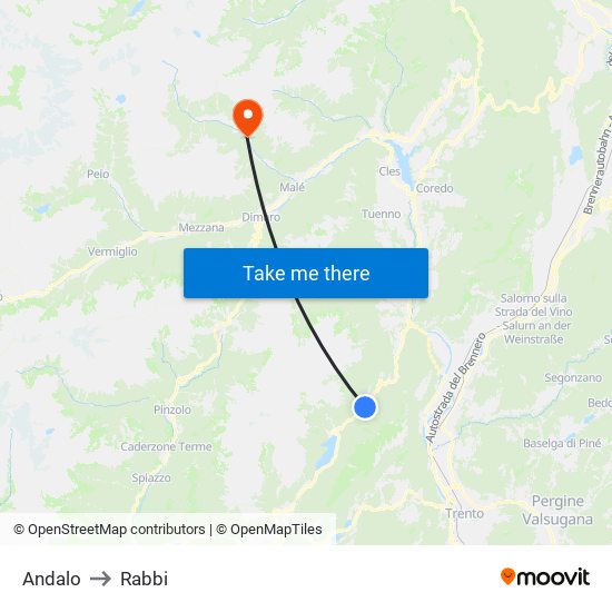 Andalo to Rabbi map