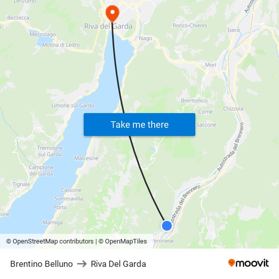 Brentino Belluno to Riva Del Garda map