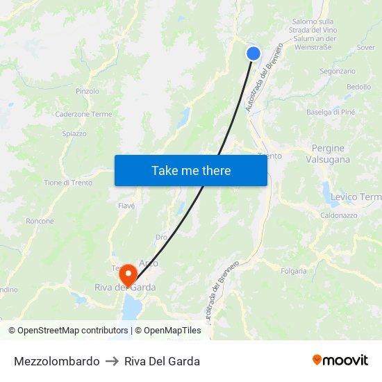 Mezzolombardo to Riva Del Garda map